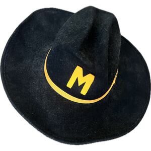 Vintage Michigan M University Black Cowboy Hat Western Always On Top 6 7/8